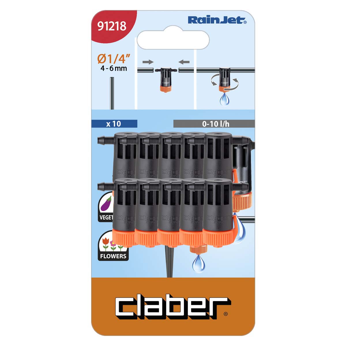 Claber 91218 – Csepegtető 0–10 L/óra (10 db/csomag)