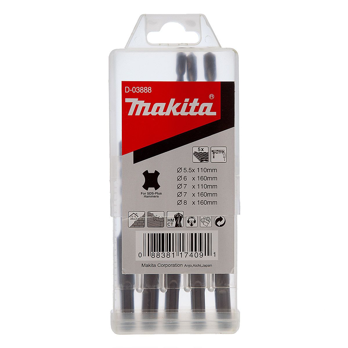Makita D-03888 SDS Plus fúrófej készlet 5 darabos