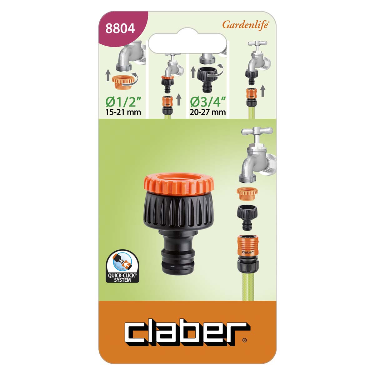 Csapcsatlakozó 1/2" és 3/4" CLABER 8804